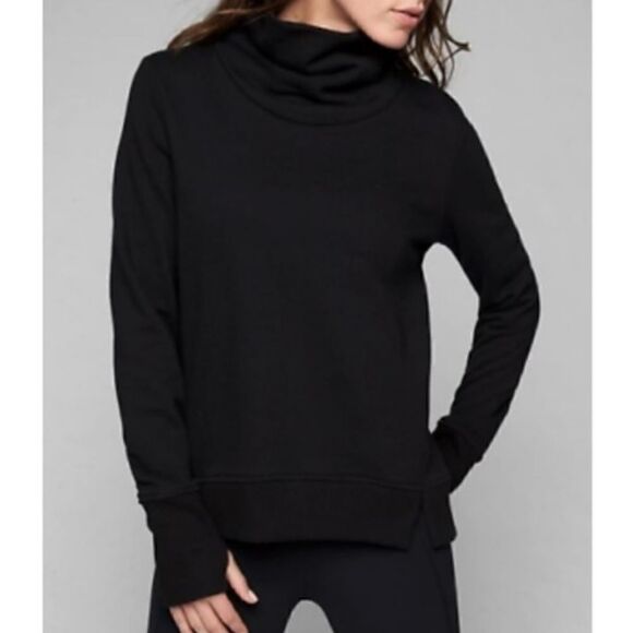 Athleta 24/7 Funnel Neck Sweatshirt Black Warm Fleece Top xxs - Picture 3 of 10